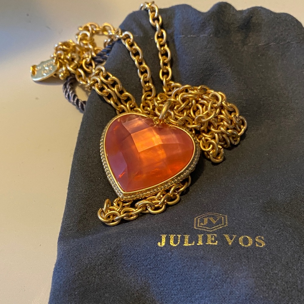 Julie Vos Gold and Pink Heart Necklace
